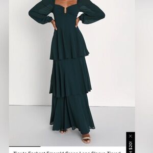 Lulu's Deep Green Tiered Maxi Dress